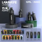 LANA 15000口 旗艦款拋棄式電子煙 (LANA BLAST 15K) 15mL大容量 智能雙顯螢幕 Advanced Mesh網芯 Type-C快充（15款特調口味現貨）